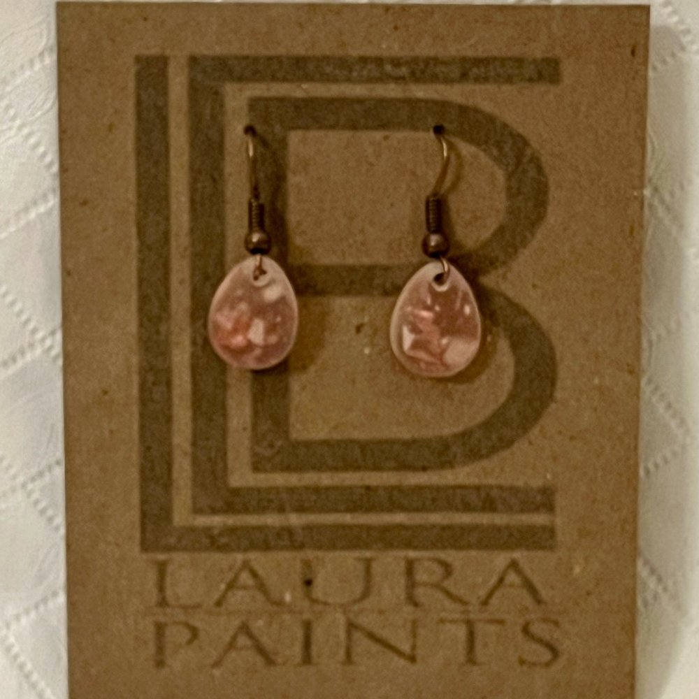 Laura C. Baumann dangling Pink Resin Earrings with Hook Back